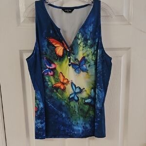 Chic Blue Graphic Sleeveless Tank Top
